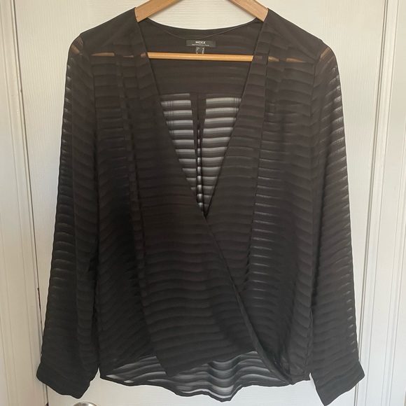 Black sheer cross over blouse - Picture 1 of 2